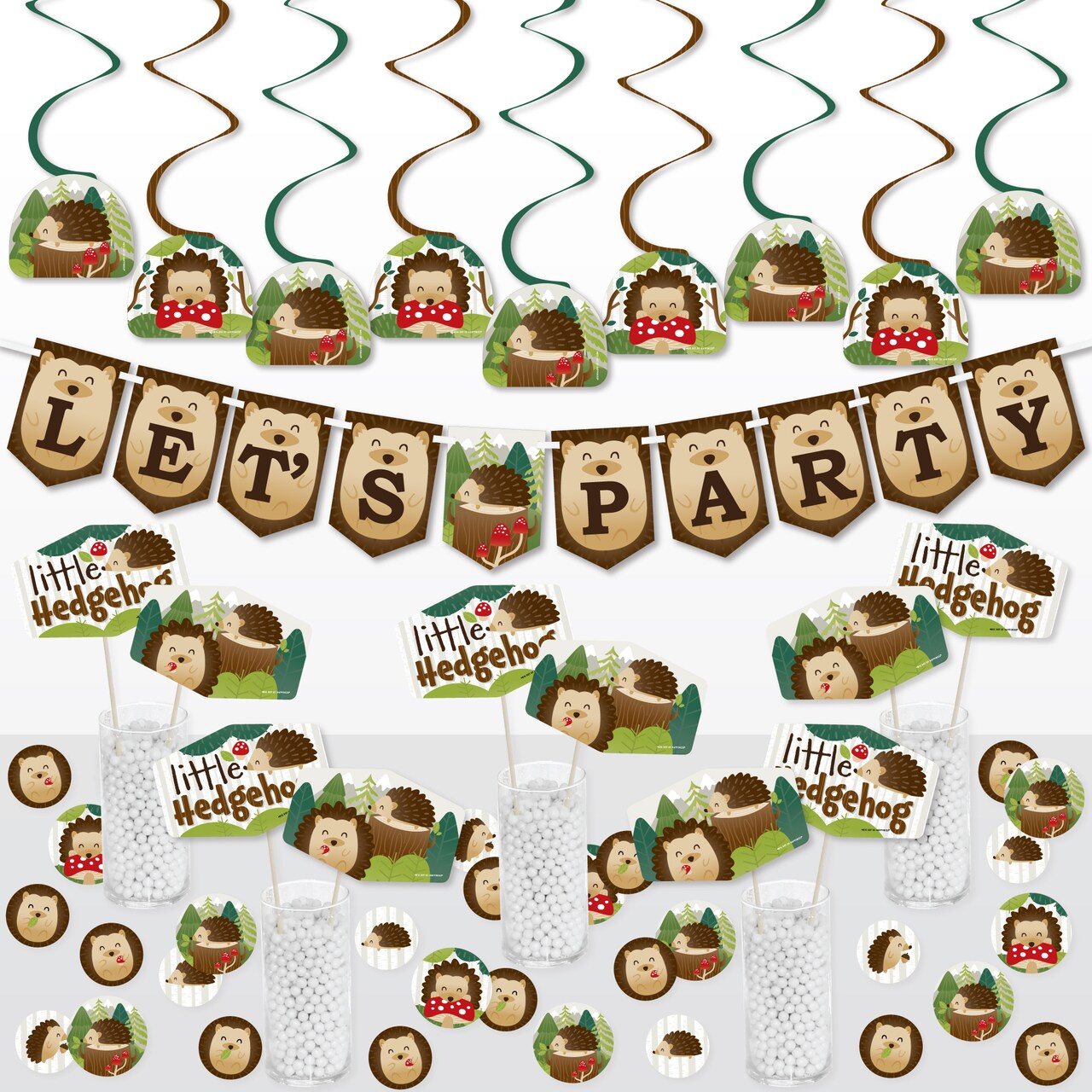 Big Dot of Happiness Forest Hedgehogs - Woodland Birthday Party or Baby Shower Supplies Decoration Kit - Decor Galore Party Pack - 51 Pieces